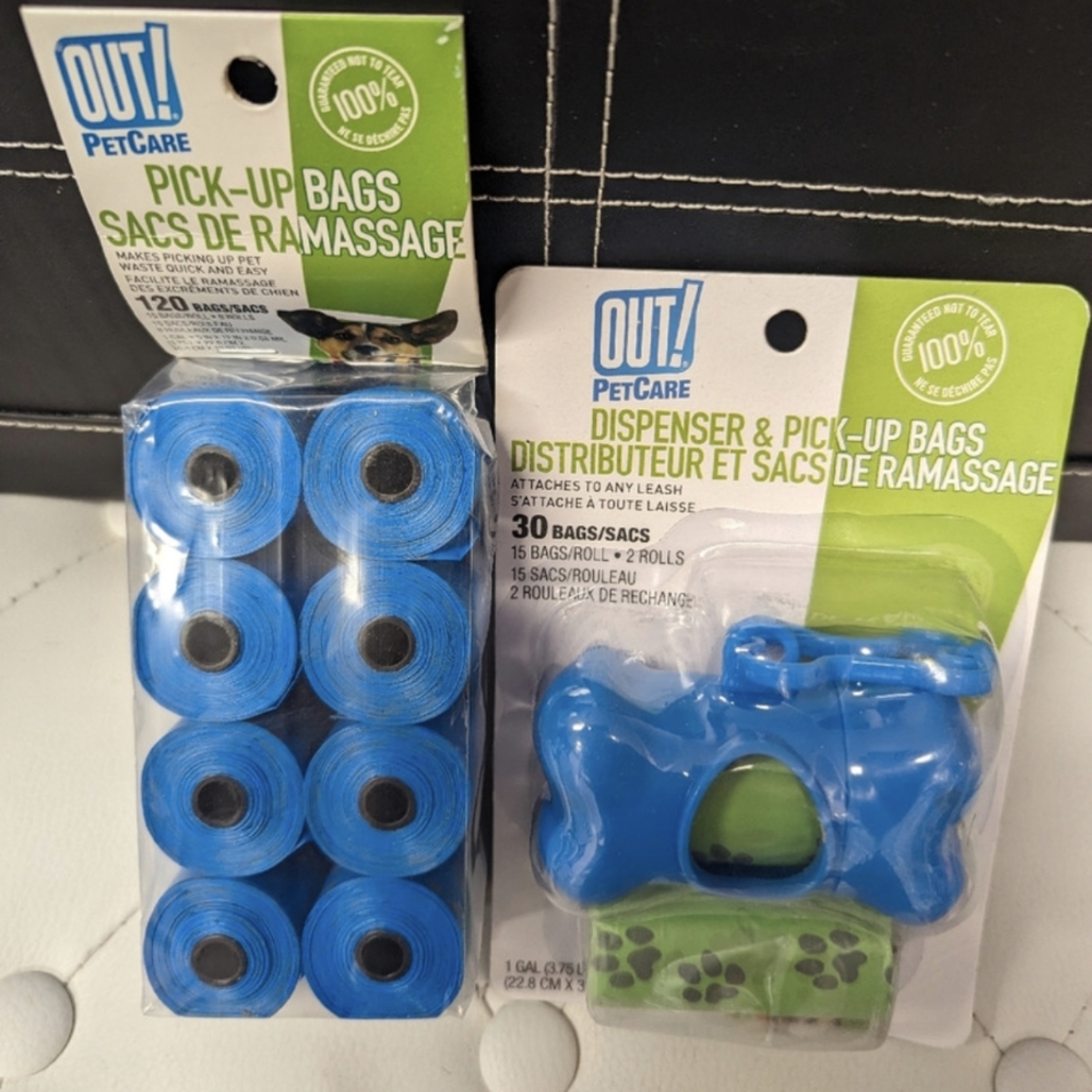 OUT! PetCare Blue Pick-Up Bags and Dispenser